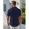 COOFANDY Men’s Henley Shirt Short Sleeve Stand Collar Summer Casual Beach Hippie T-Shirts(Navy Blue)