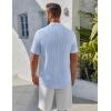 COOFANDY Men’s Henley Shirt Short Sleeve Stand Collar Summer Casual Beach Hippie T-Shirts(Striped Blue & White)