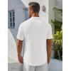 COOFANDY Men’s Henley Shirt Short Sleeve Stand Collar Summer Casual Beach Hippie T-Shirts(White)