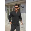 COOFANDY Men’s Henley Shirts Long Sleeve Casual Button Shirts Fashion Lightweight Pullover Shirts(All Black)