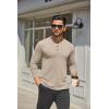COOFANDY Men’s Henley Shirts Long Sleeve Casual Button Shirts Fashion Lightweight Pullover Shirts(Khaki)