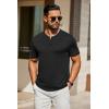 COOFANDY Men’s Henley Shirts Short Sleeve Casual Summer Basic T Shirt Soild Button Tee Top(A-black)