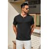 COOFANDY Men’s Henley Shirts Short Sleeve Casual Summer Basic T Shirt Soild Button Tee Top(A-black)