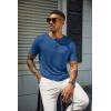 COOFANDY Men’s Henley Shirts Short Sleeve Casual Summer Basic T Shirt Soild Button Tee Top(A-dark Blue)