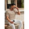 COOFANDY Men’s Henley Shirts Short Sleeve Casual Summer Basic T Shirt Soild Button Tee Top(A-khaki)
