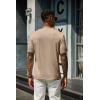 COOFANDY Men’s Henley Shirts Short Sleeve Casual Summer Basic T Shirt Soild Button Tee Top(A-khaki)