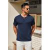 COOFANDY Men’s Henley Shirts Short Sleeve Casual Summer Basic T Shirt Soild Button Tee Top(A-navy Blue)