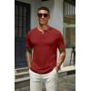 COOFANDY Men’s Henley Shirts Short Sleeve Casual Summer Basic T Shirt Soild Button Tee Top(A-wine Red)