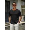 COOFANDY Men’s Henley Shirts Short Sleeve Casual Summer Basic T Shirt Soild Button Tee Top(B-2 Pack Black/Navy Blue)