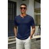 COOFANDY Men’s Henley Shirts Short Sleeve Casual Summer Basic T Shirt Soild Button Tee Top(B-2 Pack Navy Blue/Khaki)