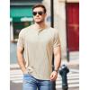 COOFANDY Men’s Henley Shirts Short Sleeve Casual Tee Summer Button Henley Soild T Shirts(Beige)
