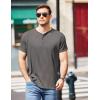 COOFANDY Men’s Henley Shirts Short Sleeve Casual Tee Summer Button Henley Soild T Shirts(Dark Grey)