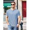 COOFANDY Men’s Henley Shirts Short Sleeve Casual Tee Summer Button Henley Soild T Shirts(Light Blue)