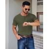 COOFANDY Men’s Henley Shirts Short Sleeve Fashion Casual T-Shirts Summer Button Basic Tee(Army Green)