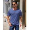 COOFANDY Men’s Henley Shirts Short Sleeve Fashion Casual T-Shirts Summer Button Basic Tee(Azure Blue)