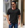 COOFANDY Men’s Henley Shirts Short Sleeve Fashion Casual T-Shirts Summer Button Basic Tee(Black)