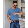 COOFANDY Men’s Henley Shirts Short Sleeve Fashion Casual T-Shirts Summer Button Basic Tee(Blue)