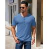 COOFANDY Men’s Henley Shirts Short Sleeve Fashion Casual T-Shirts Summer Button Basic Tee(Blue)