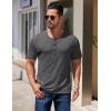 COOFANDY Men’s Henley Shirts Short Sleeve Fashion Casual T-Shirts Summer Button Basic Tee(Dark Grey)