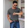 COOFANDY Men’s Henley Shirts Short Sleeve Fashion Casual T-Shirts Summer Button Basic Tee(Dark Grey)