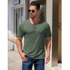 COOFANDY Men’s Henley Shirts Short Sleeve Fashion Casual T-Shirts Summer Button Basic Tee(Green)