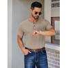 COOFANDY Men’s Henley Shirts Short Sleeve Fashion Casual T-Shirts Summer Button Basic Tee(Khaki)