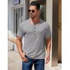 COOFANDY Men’s Henley Shirts Short Sleeve Fashion Casual T-Shirts Summer Button Basic Tee(Light Grey)