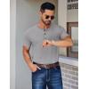 COOFANDY Men’s Henley Shirts Short Sleeve Fashion Casual T-Shirts Summer Button Basic Tee(Light Grey)