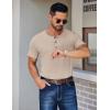 COOFANDY Men’s Henley Shirts Short Sleeve Fashion Casual T-Shirts Summer Button Basic Tee(Light Khaki)