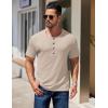 COOFANDY Men’s Henley Shirts Short Sleeve Fashion Casual T-Shirts Summer Button Basic Tee(Light Khaki)