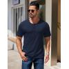 COOFANDY Men’s Henley Shirts Short Sleeve Fashion Casual T-Shirts Summer Button Basic Tee(Navy Blue)