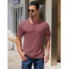 COOFANDY Men’s Henley Shirts Short Sleeve Fashion Casual T-Shirts Summer Button Basic Tee(Red)
