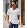 COOFANDY Men’s Henley Shirts Short Sleeve Fashion Casual T-Shirts Summer Button Basic Tee(White)
