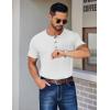 COOFANDY Men’s Henley Shirts Short Sleeve Fashion Casual T-Shirts Summer Button Basic Tee(White)