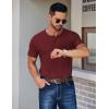 COOFANDY Men’s Henley Shirts Short Sleeve Fashion Casual T-Shirts Summer Button Basic Tee(Wine Red)