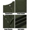 COOFANDY Mens Henley Shirts Short Sleeve Tshirt Basic Button Tees Summer Ribbed Pocket T Shirt Casual Stretch Tops(Army Green)