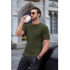 COOFANDY Mens Henley Shirts Short Sleeve Tshirt Basic Button Tees Summer Ribbed Pocket T Shirt Casual Stretch Tops(Army Green)
