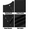 COOFANDY Mens Henley Shirts Short Sleeve Tshirt Basic Button Tees Summer Ribbed Pocket T Shirt Casual Stretch Tops(Black)