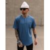 COOFANDY Mens Henley Shirts Short Sleeve Tshirt Basic Button Tees Summer Ribbed Pocket T Shirt Casual Stretch Tops(Blue)