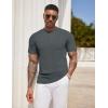 COOFANDY Mens Henley Shirts Short Sleeve Tshirt Basic Button Tees Summer Ribbed Pocket T Shirt Casual Stretch Tops(Dark Grey)
