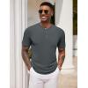 COOFANDY Mens Henley Shirts Short Sleeve Tshirt Basic Button Tees Summer Ribbed Pocket T Shirt Casual Stretch Tops(Dark Grey)