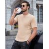 COOFANDY Mens Henley Shirts Short Sleeve Tshirt Basic Button Tees Summer Ribbed Pocket T Shirt Casual Stretch Tops(Khaki)