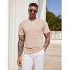 COOFANDY Mens Henley Shirts Short Sleeve Tshirt Basic Button Tees Summer Ribbed Pocket T Shirt Casual Stretch Tops(Khaki)