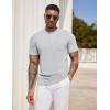 COOFANDY Mens Henley Shirts Short Sleeve Tshirt Basic Button Tees Summer Ribbed Pocket T Shirt Casual Stretch Tops(Light Grey)