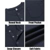 COOFANDY Mens Henley Shirts Short Sleeve Tshirt Basic Button Tees Summer Ribbed Pocket T Shirt Casual Stretch Tops(Navy Blue)