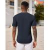 COOFANDY Mens Henley Shirts Short Sleeve Tshirt Basic Button Tees Summer Ribbed Pocket T Shirt Casual Stretch Tops(Navy Blue)