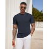 COOFANDY Mens Henley Shirts Short Sleeve Tshirt Basic Button Tees Summer Ribbed Pocket T Shirt Casual Stretch Tops(Navy Blue)