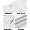 COOFANDY Mens Henley Shirts Short Sleeve Tshirt Basic Button Tees Summer Ribbed Pocket T Shirt Casual Stretch Tops(White)