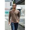 COOFANDY Men’s Henley T-Shirt Long Sleeve Casual Lightweight Pullover Shirts Soft Stretch Basic Tees Fall Tops(Brown)
