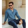 COOFANDY Men’s Henley T-Shirt Long Sleeve Casual Lightweight Pullover Shirts Soft Stretch Basic Tees Fall Tops(Demin Blue)